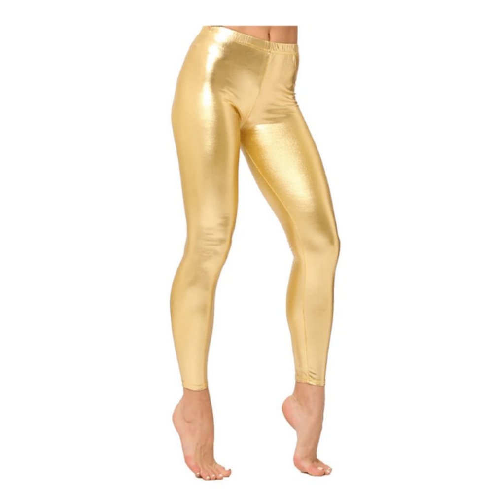Gold metallic leggings